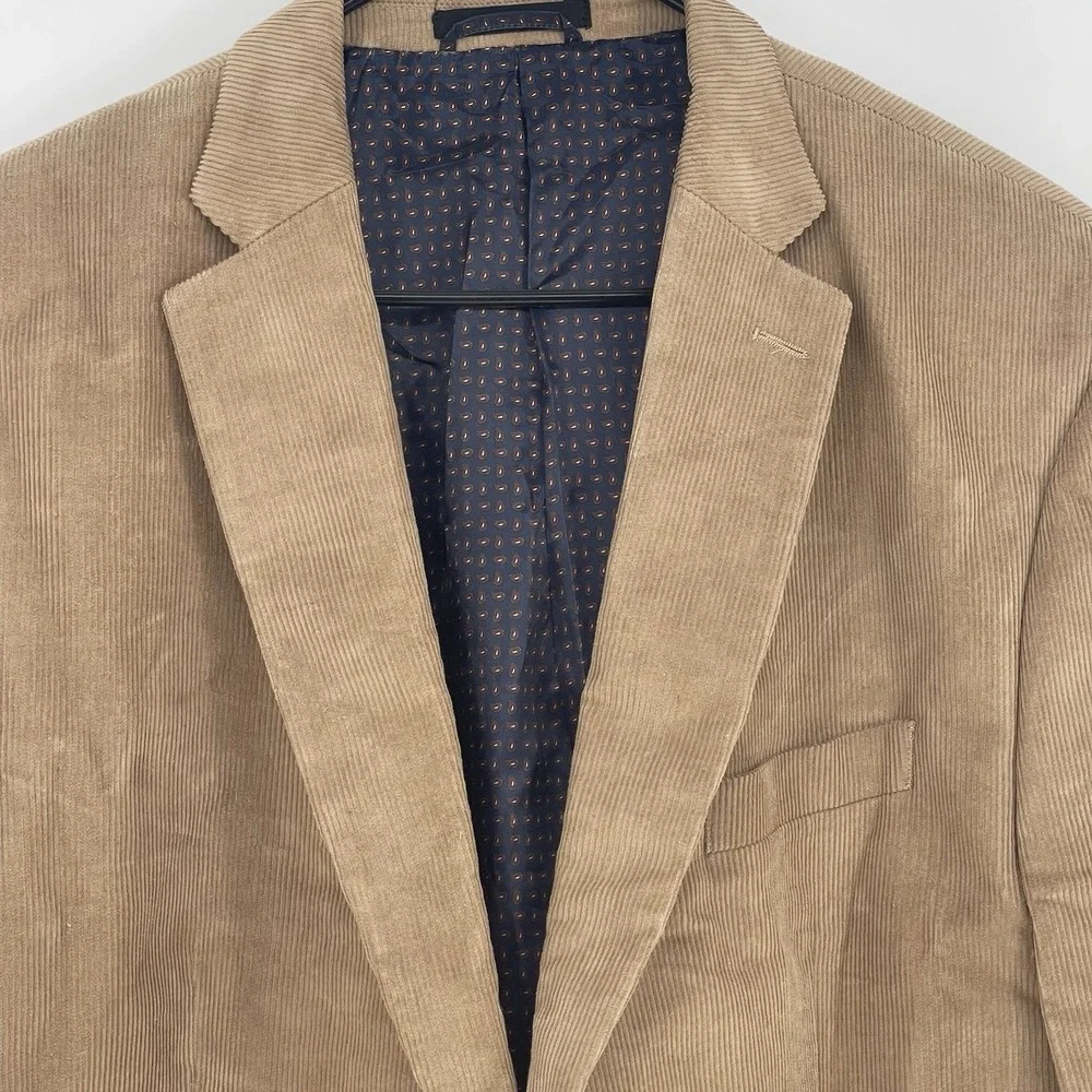 Men Chaps‎ Tan Corduroy Jacket Size 48L Knot Button Blazer Chore Barn coat F-186